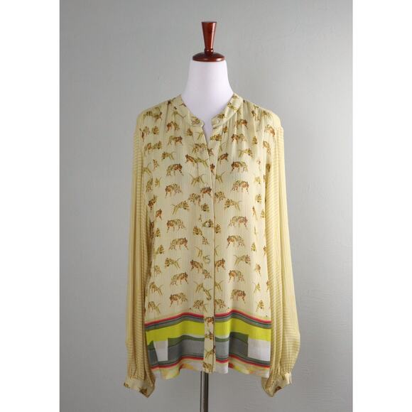 ANTHROPOLOGIE NWT $130 Conditions Apply Tiger Print Shirt Top Size Medium - Picture 1 of 6